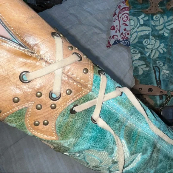 Corral Rose Brown Teal Embroidered Boots western Lace Cowboy Country 10.5 10 - Picture 7 of 11